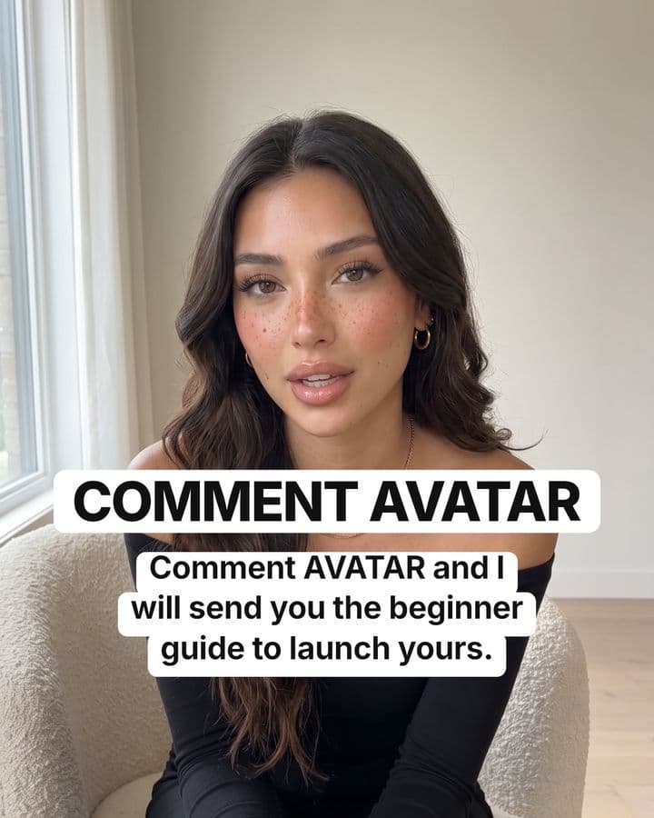 Last slide made in the app: “Comment AVATAR”, over a photo of Lanie, an AI avatar.